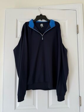 FootJoy 1/4 Zip Golf Pullover Men’s M Navy Blue Performance Stretch